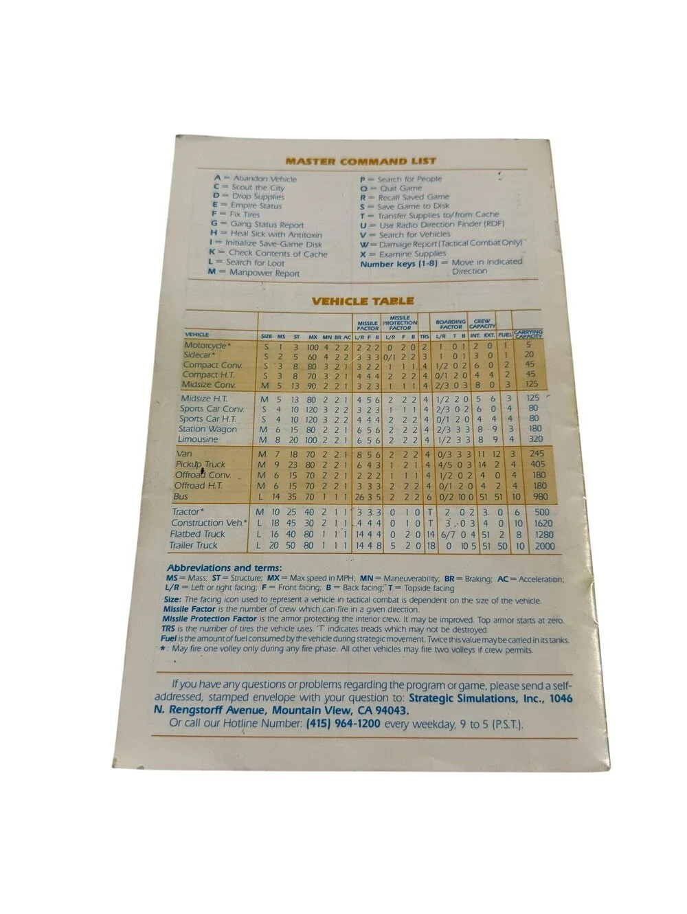 SSI Computer Game Roadwar 2000 (Apple II 5 1/4